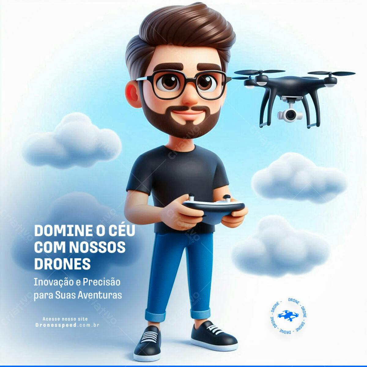 Ilustração Drone PSD Editável