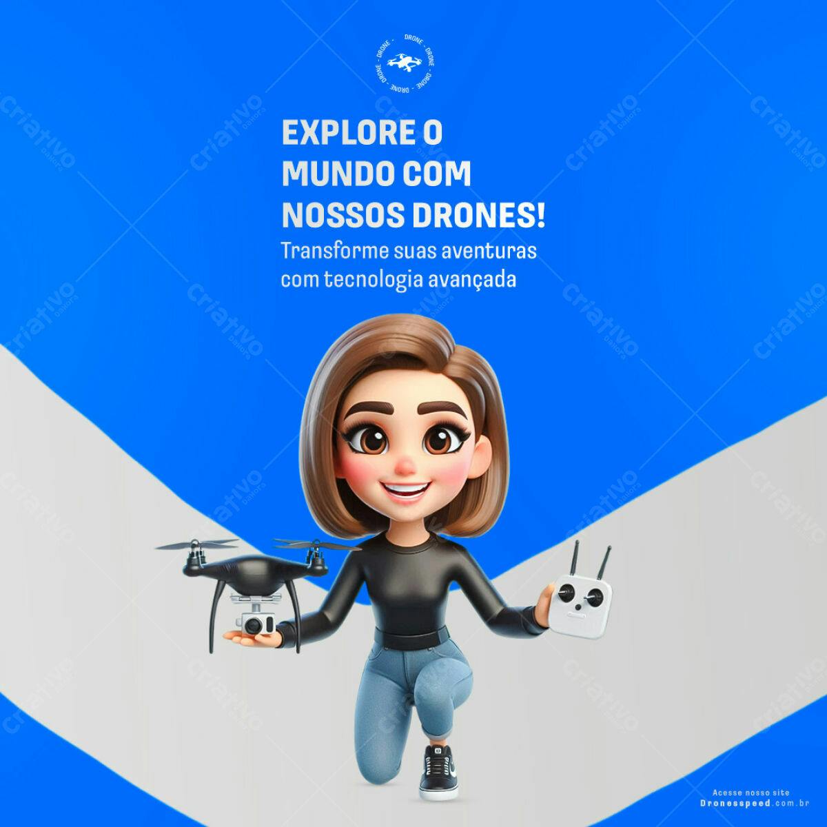 Flyer para Propaganda de Drones PSD Editável