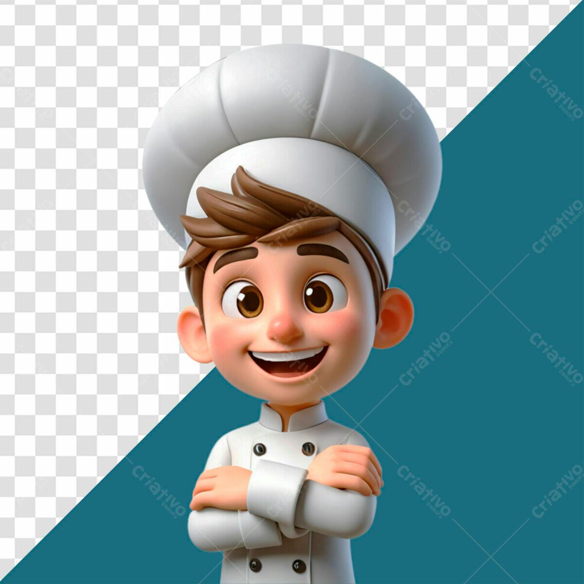 Chef de Cozinha Cartoon PSD Editável