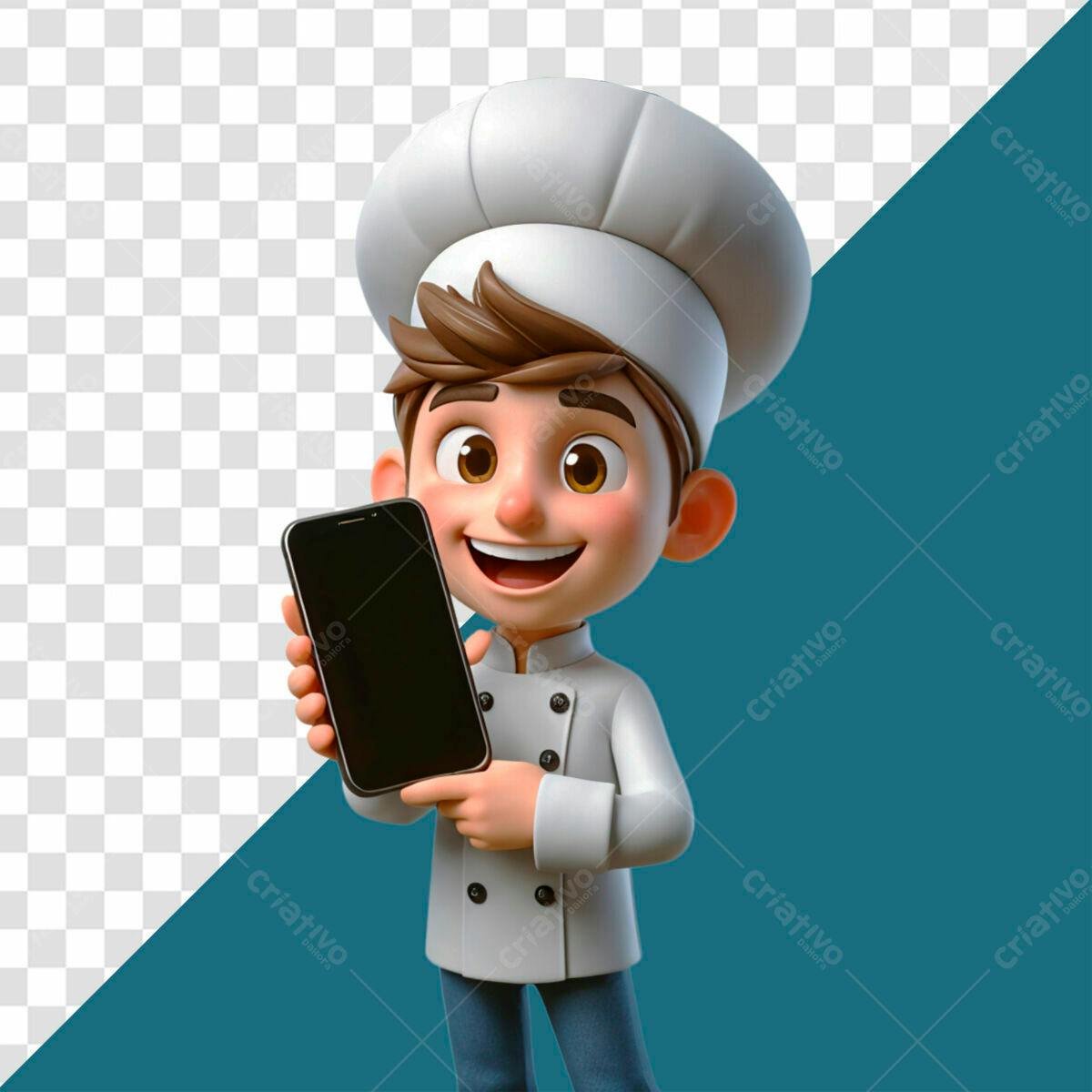 Chef de Cozinha Apresenta Smartphone PSD Editável