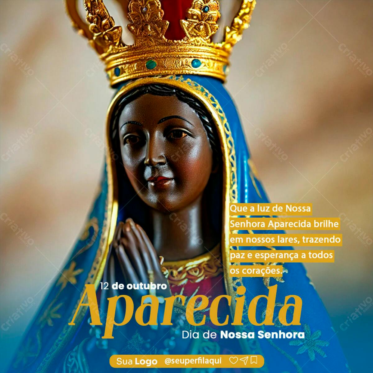 Post para o Dia de Nossa Senhora Aparecida PSD Editável