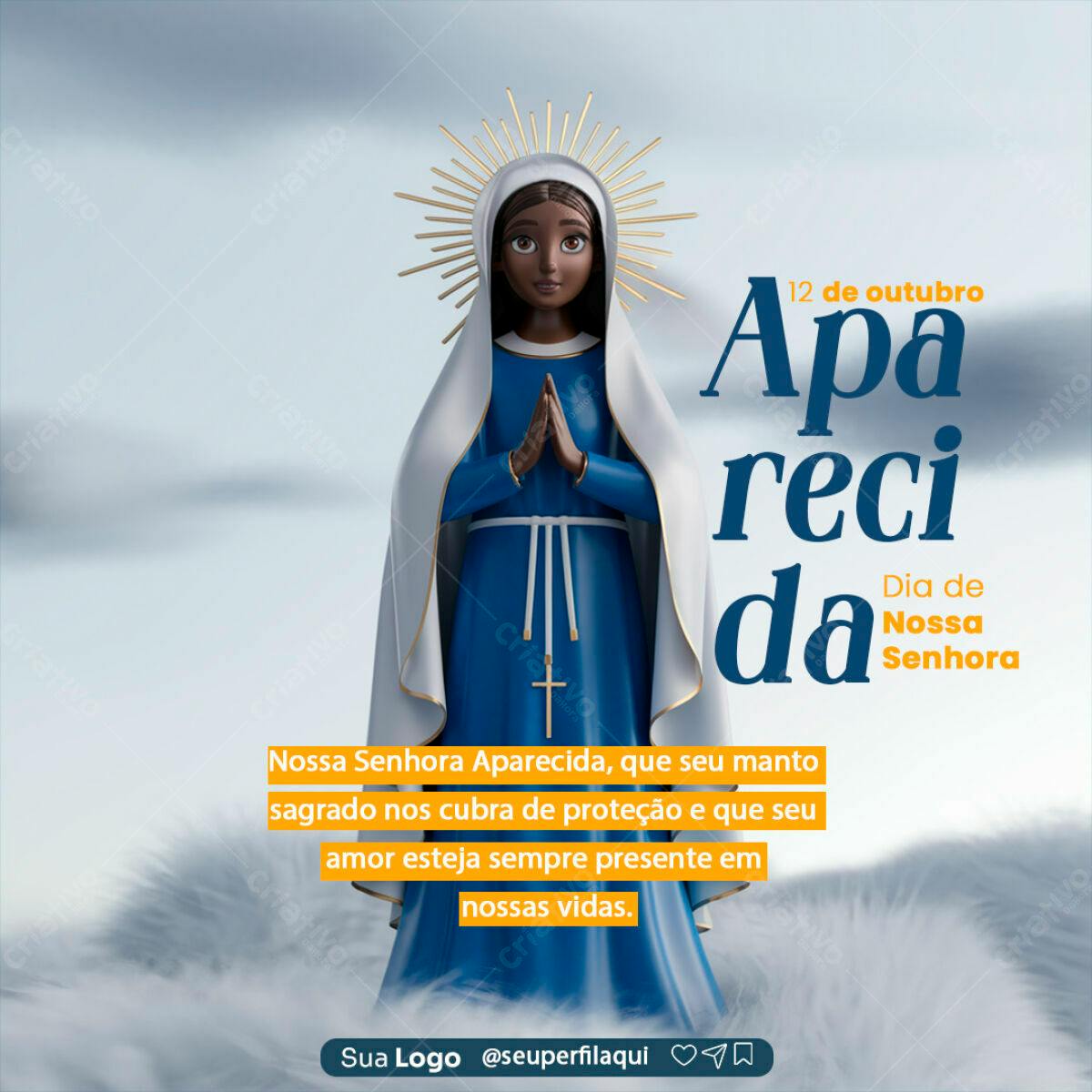 Postagem Dia de Nossa Senhora Aparecida PSD Editável