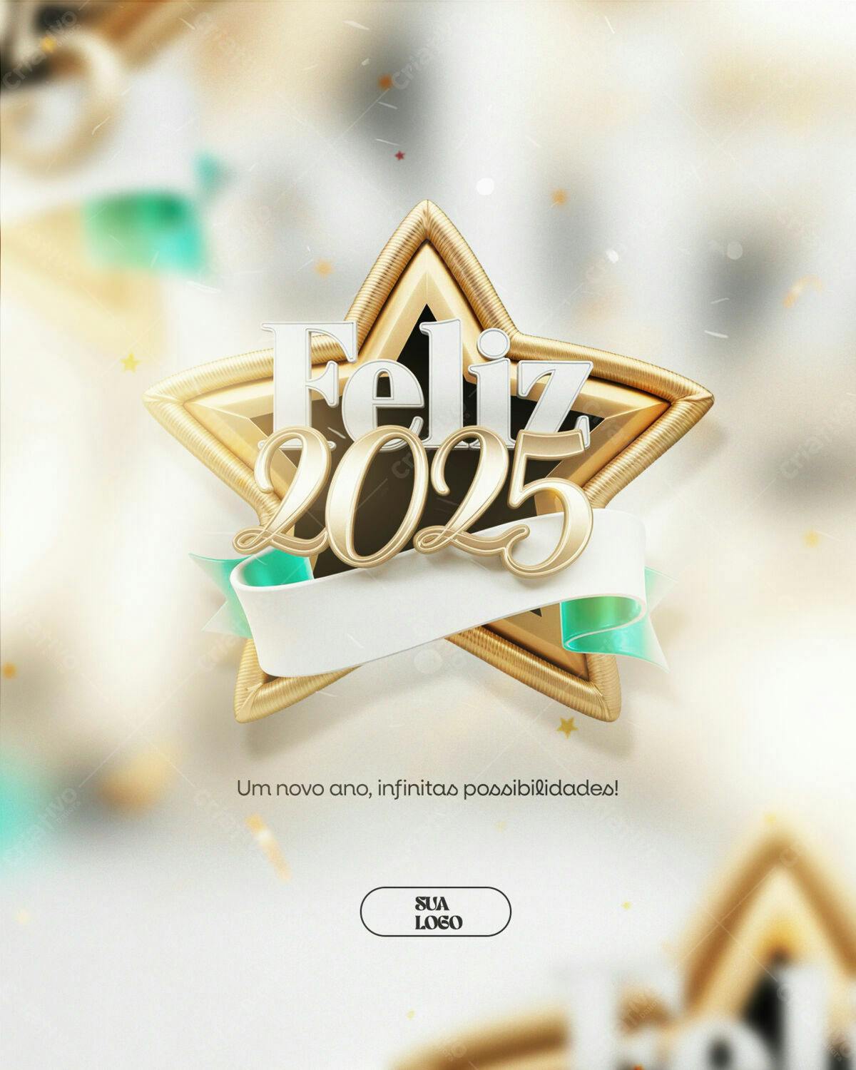 Flyer Feliz Ano Novo 2025 PSD Editável