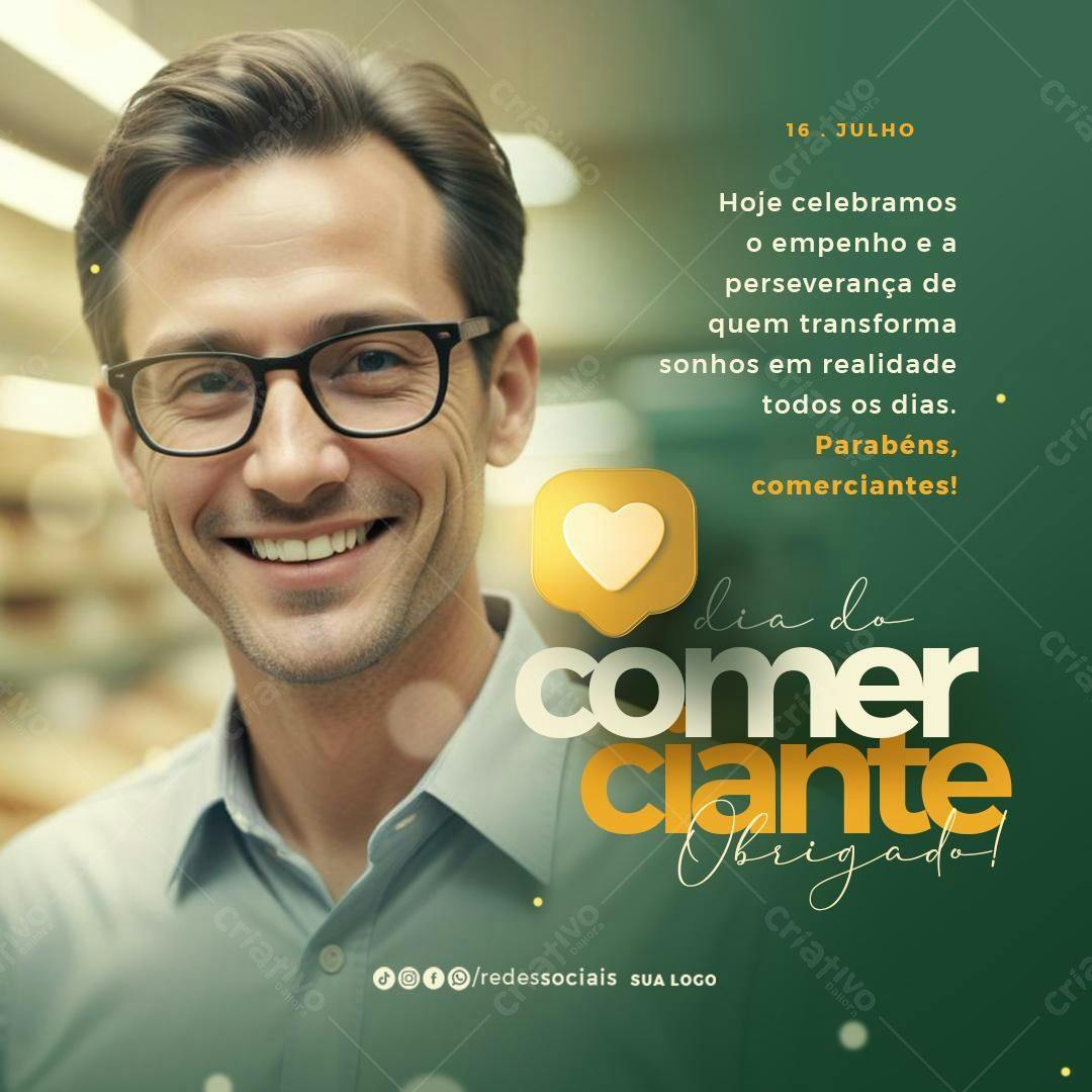 Postagem Dia do Comerciante PSD Editável