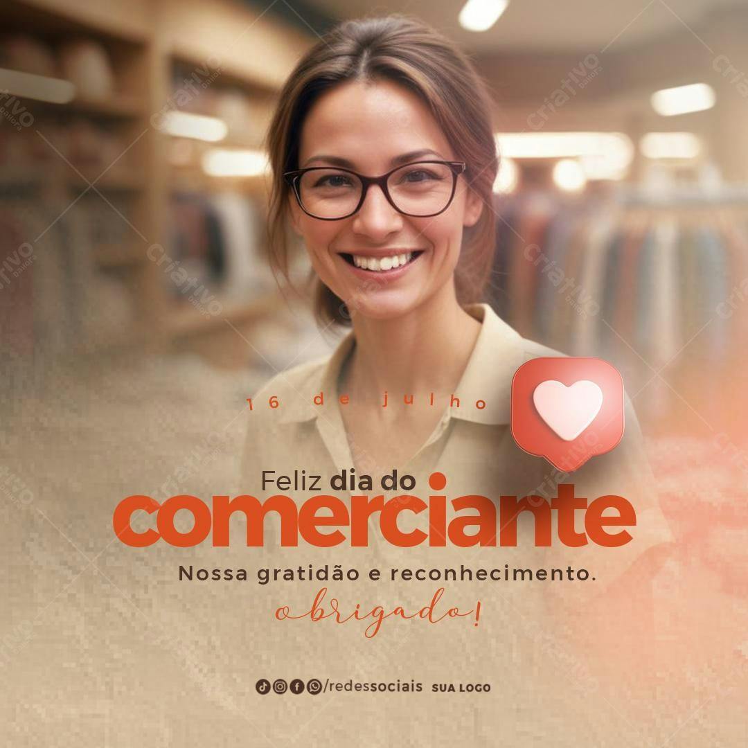 Postagem Dia do Comerciante PSD Editável