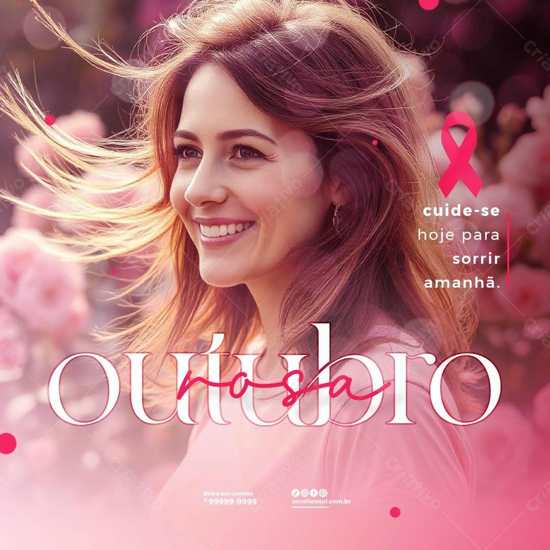 Flyer Outubro Rosa PSD Editável