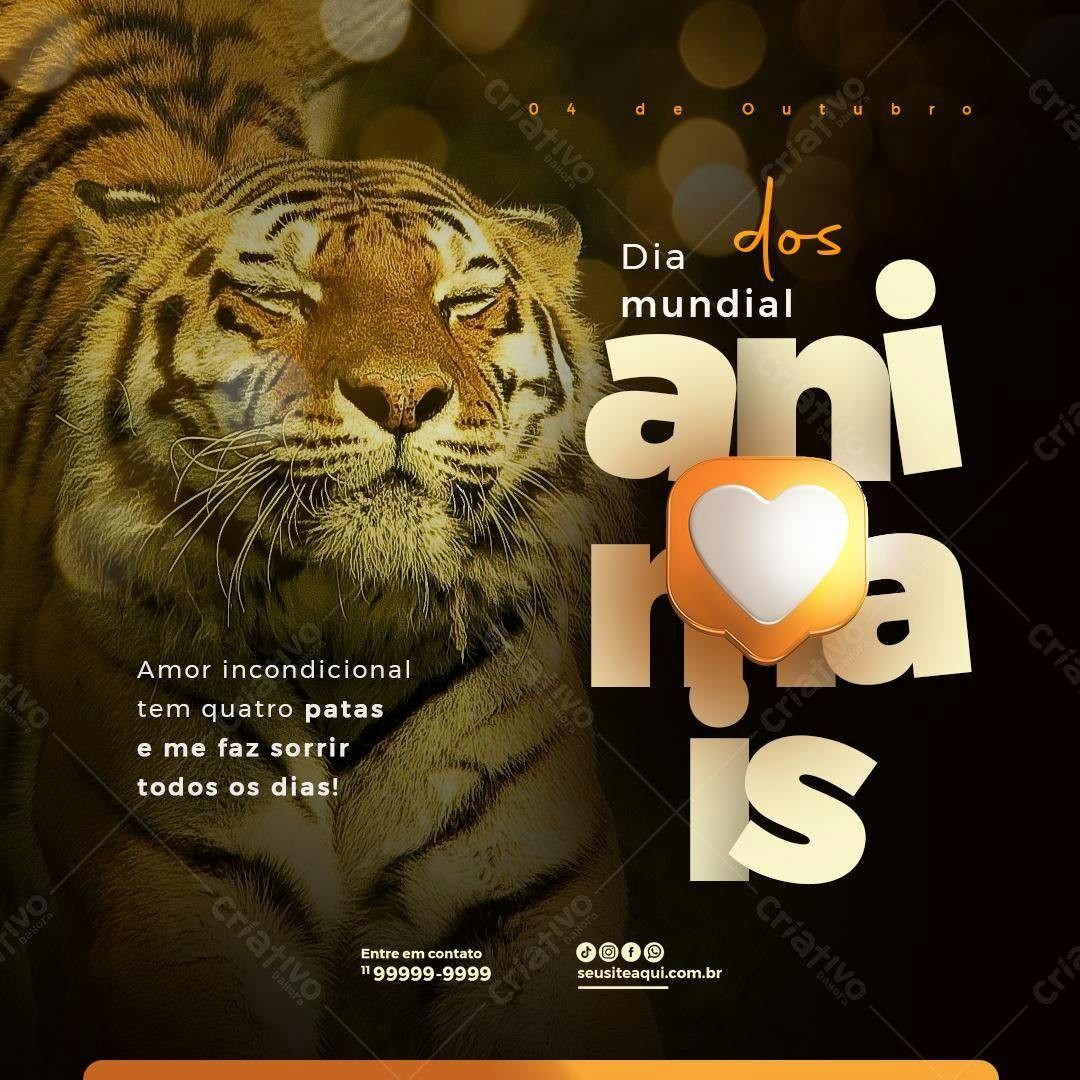 Flyer Dia Mundial dos Animais PSD Editável