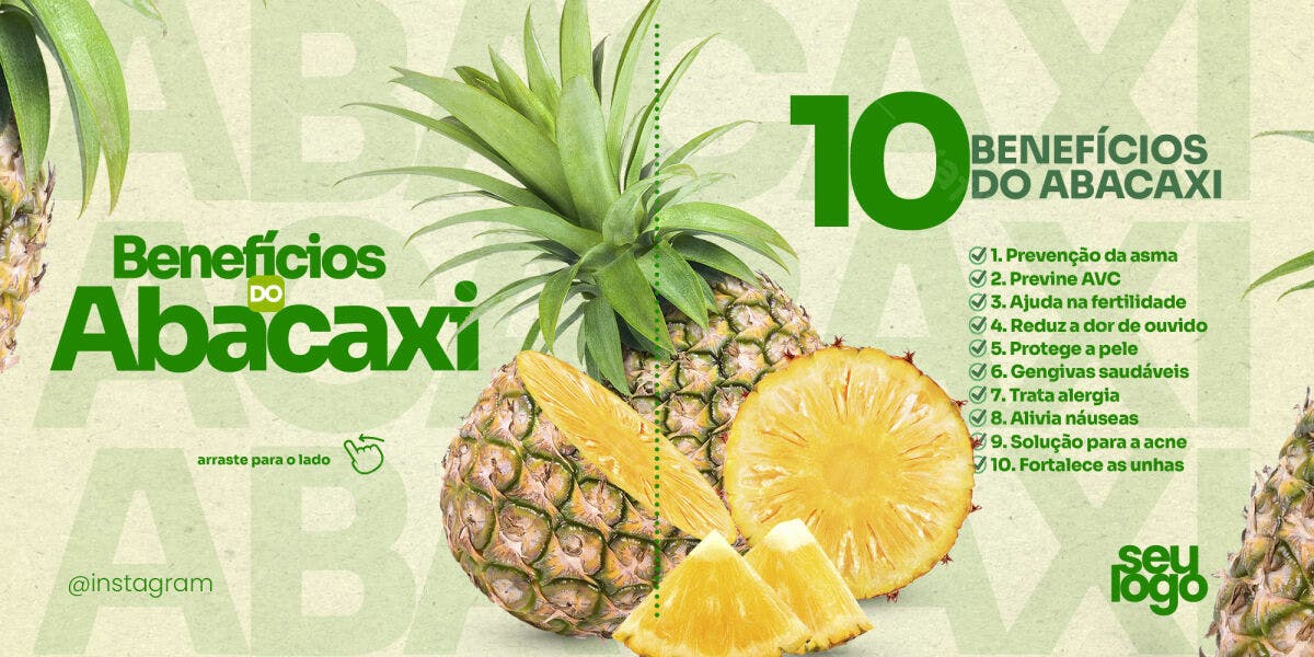Flyer Benefícios do Abacaxi PSD Editável