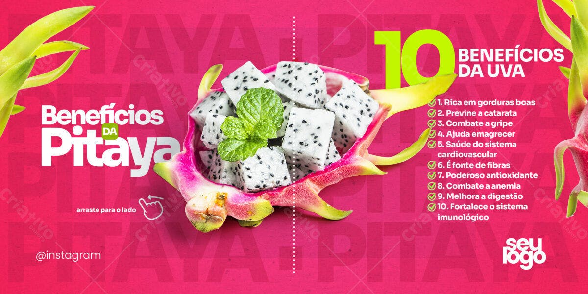 Flyer Benefícios da Pitaya PSD Editável