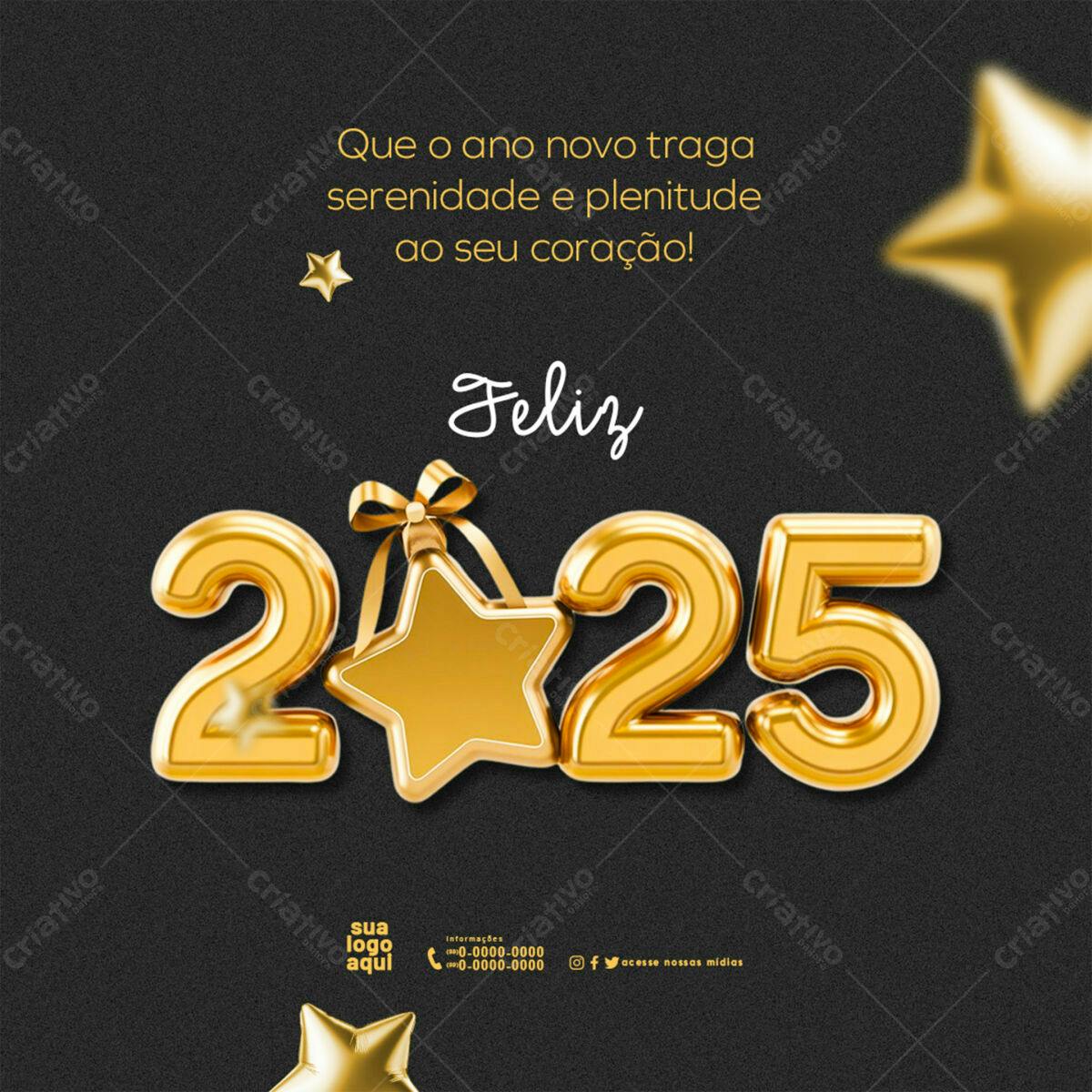 Postagem de Ano Novo 2025 PSD Editável