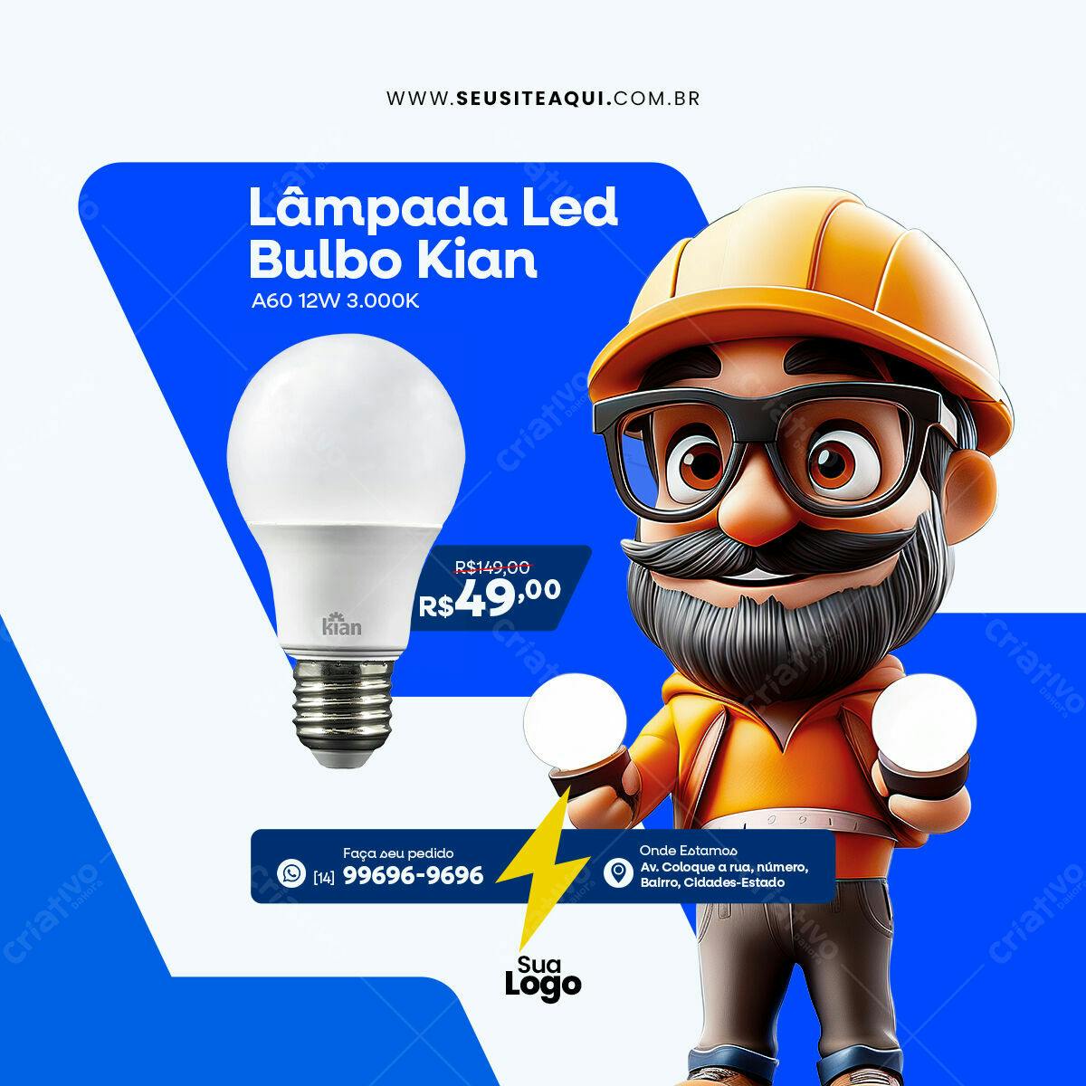 Postagem Instagram Lâmpada LED PSD Editável