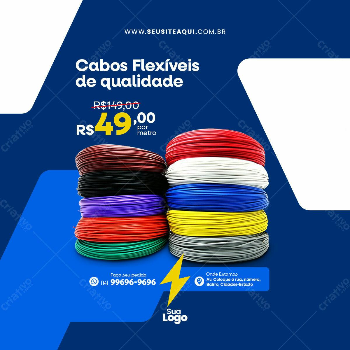 Flyer para Promoção de Cabos Flexíveis PSD Editável