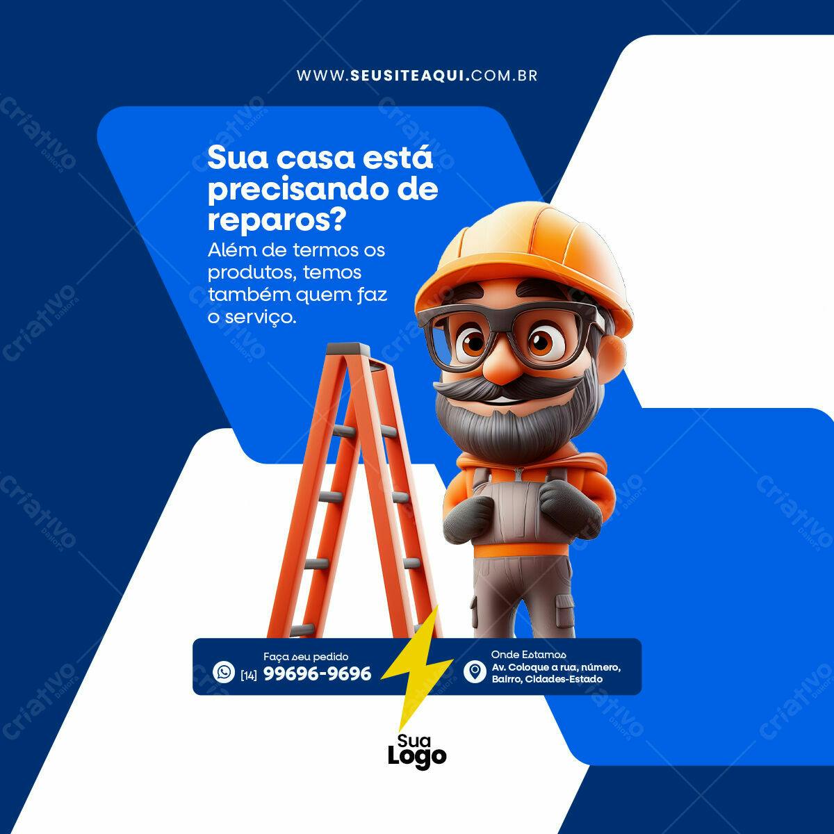 Postagem Redes Sociais para Serviços de Reparos PSD Editável