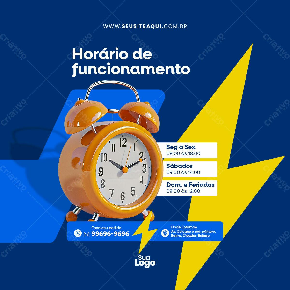 Post de Horário de Funcionamento PSD Editável