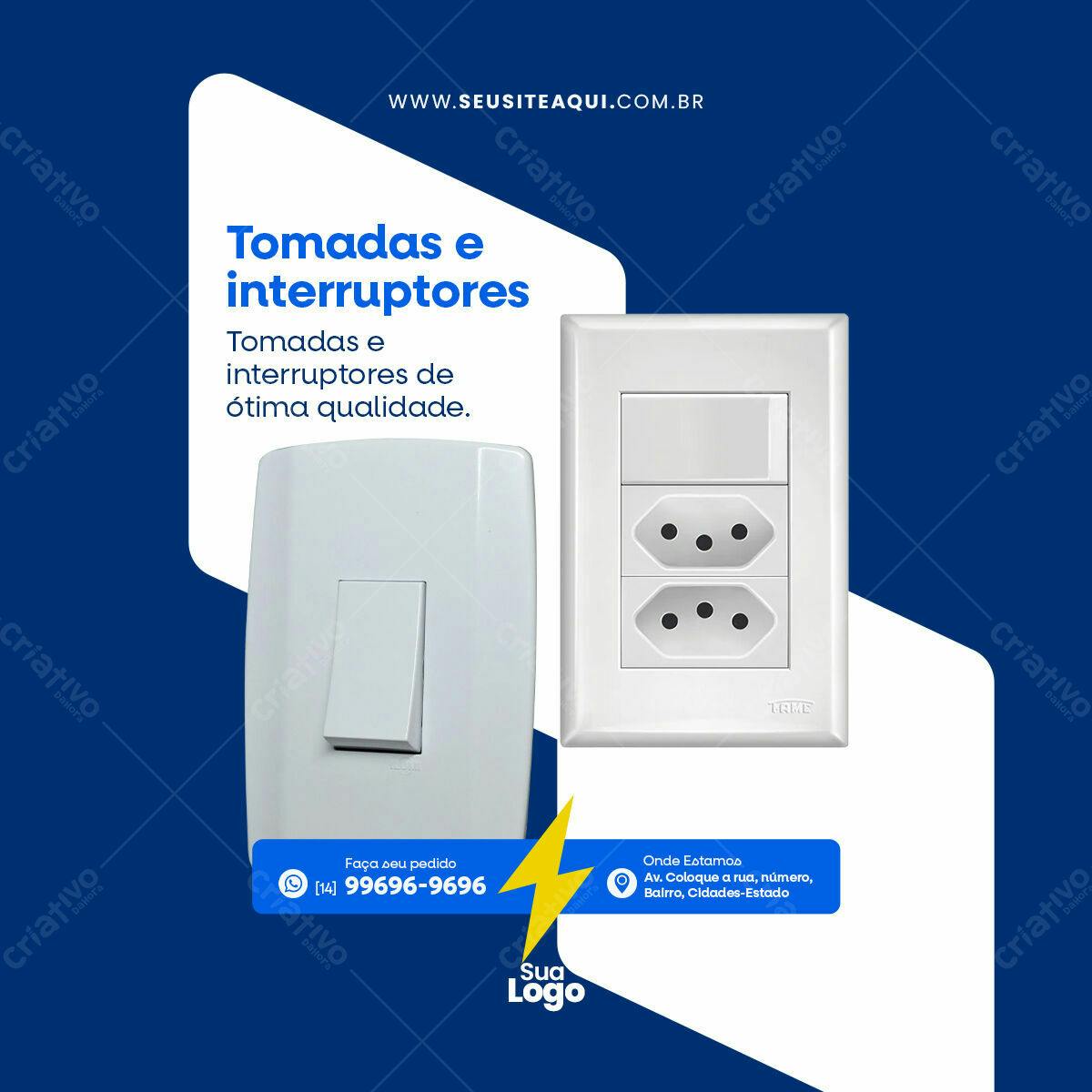 Postagem para Redes Sociais de Tomadas e Interruptores PSD Editável