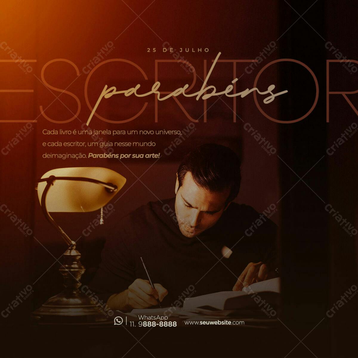 Postagem Dia do Escritor PSD Editável