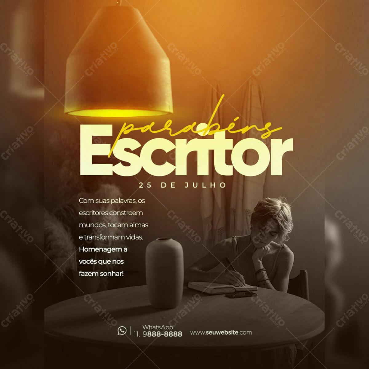 Flyer Dia do Escritor PSD Editável