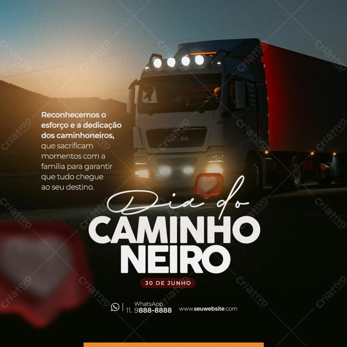 Post para o Dia do Caminhoneiro PSD Editável