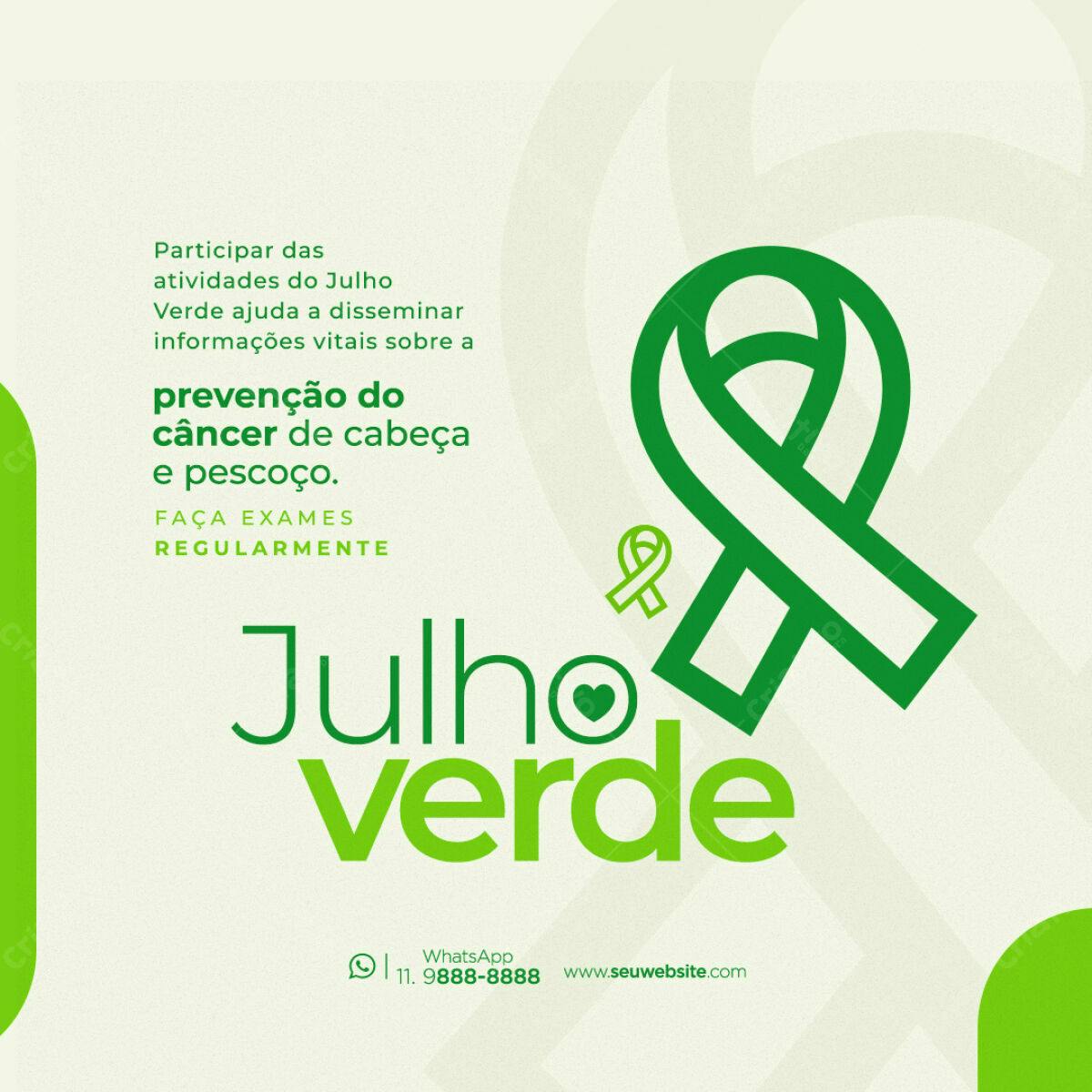Flyer Julho Verde Prevenção Câncer PSD Editável