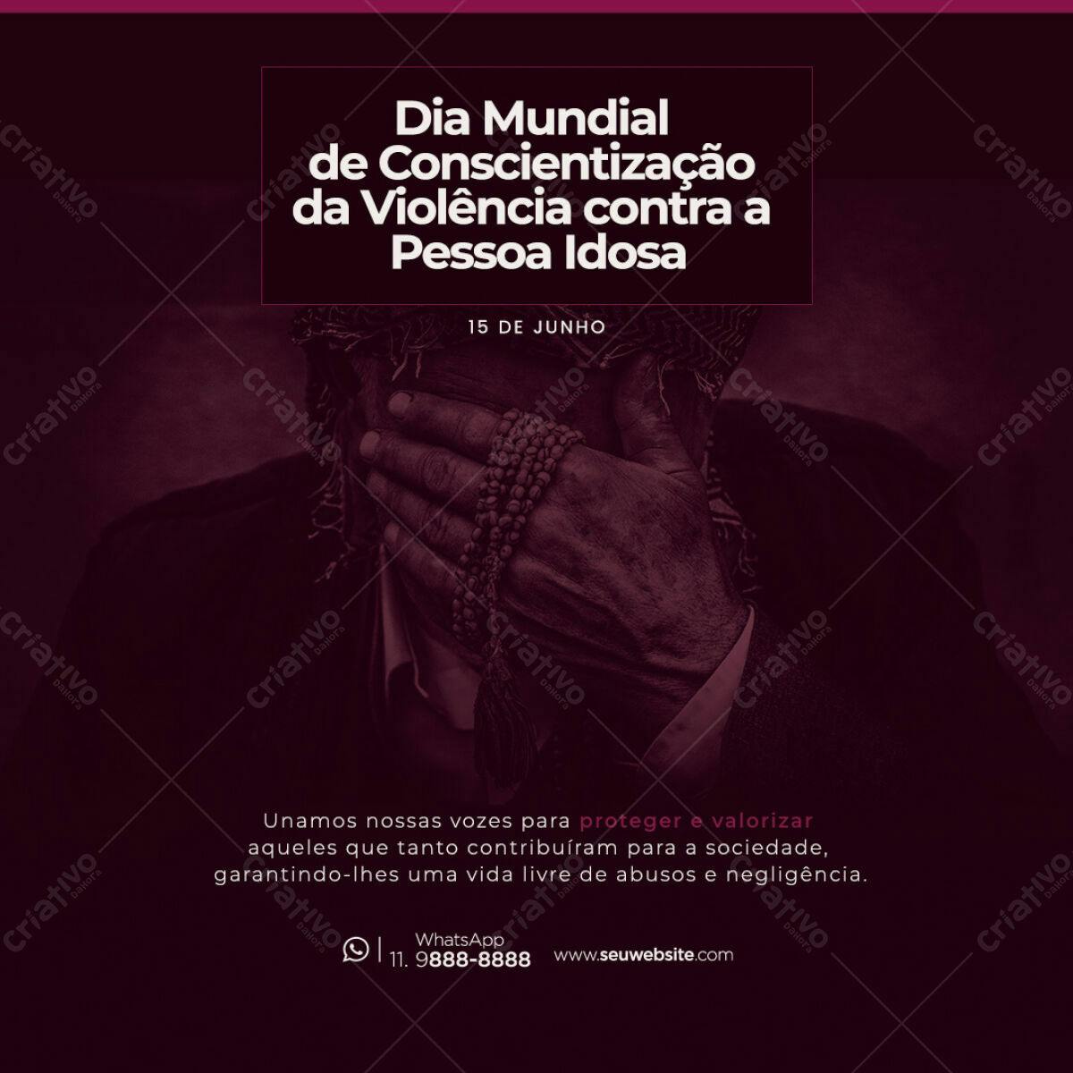 Post para o Dia Mundial de Conscientização da Violência contra a Pessoa Idosa PSD Editável