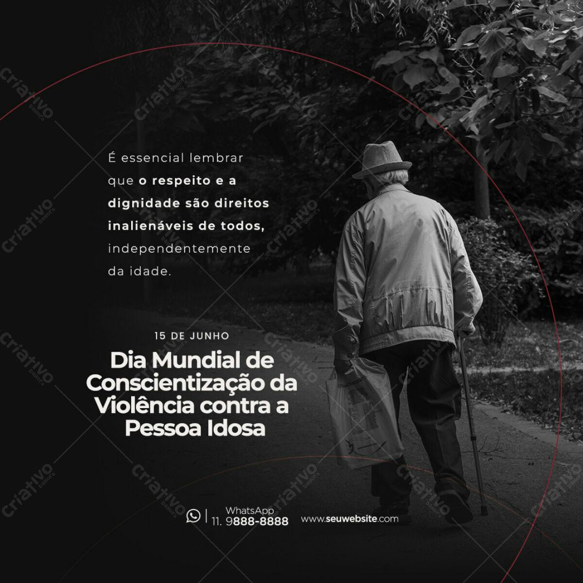 Post para Dia Mundial de Conscientização da Violência contra a Pessoa Idosa PSD Editável
