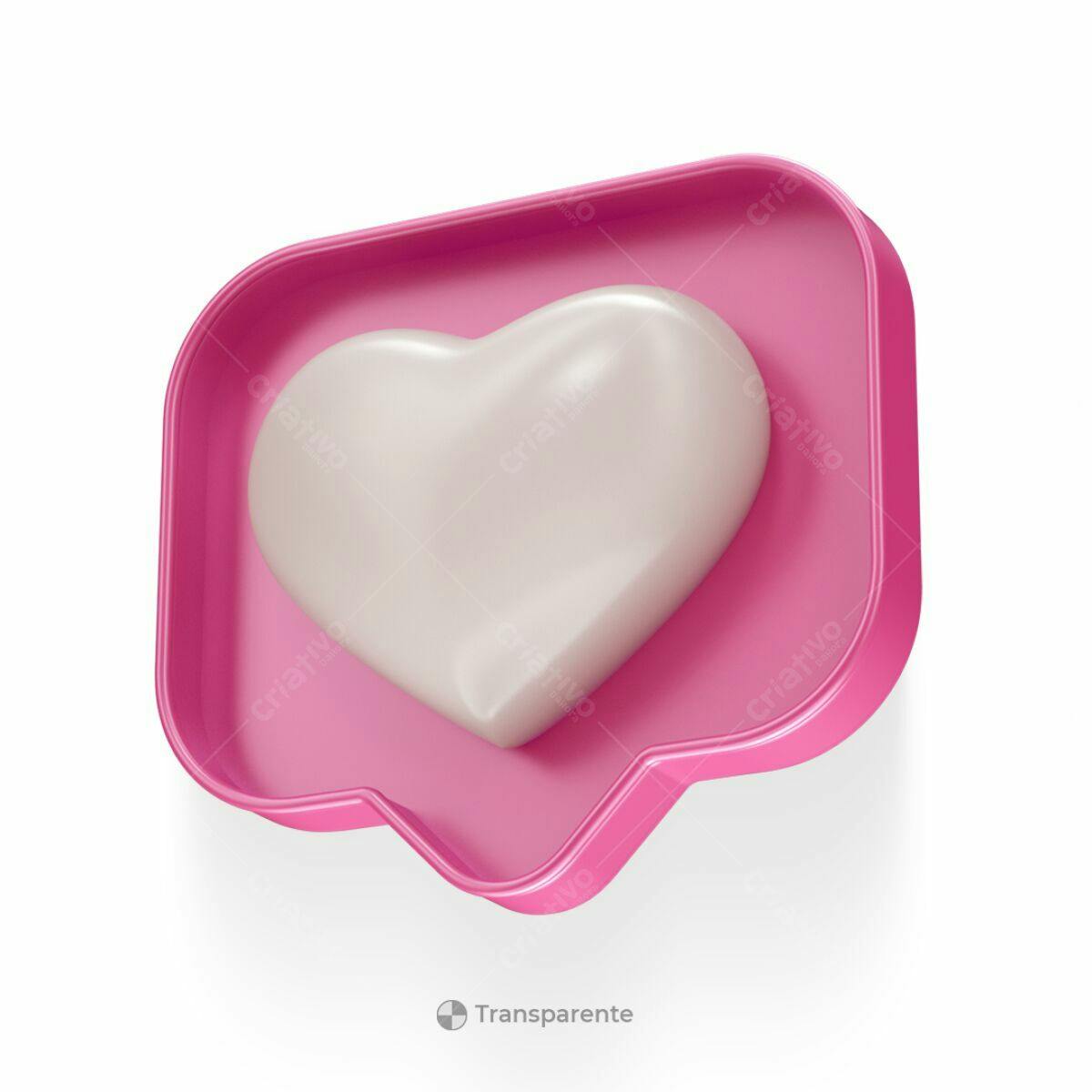 Ícone de Coração Rosa em Balão de Mensagem PSD Editável