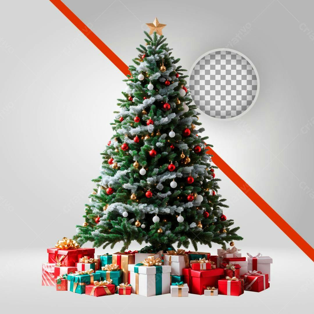 Imagem PNG Árvore de Natal com presentes fundo transparente