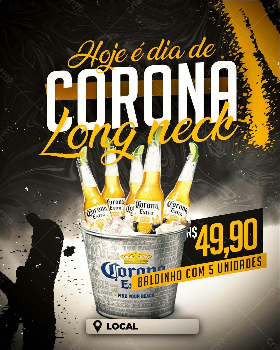 Flyer Cerveja Corona Long Neck PSD Editável