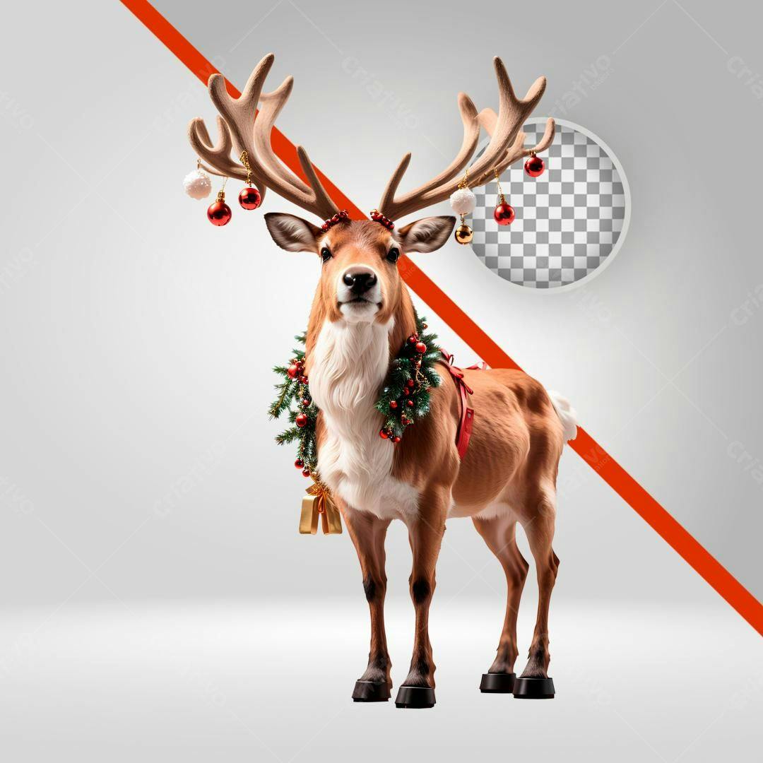 Icone Natal Rena com guirlanda PNG com fundo transparente