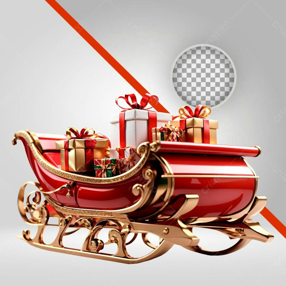 Trenó De Natal Com Caixas De Presente Papai Noel