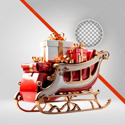 Trenó De Papai Noel, Com Caixas De Presente Vermelho