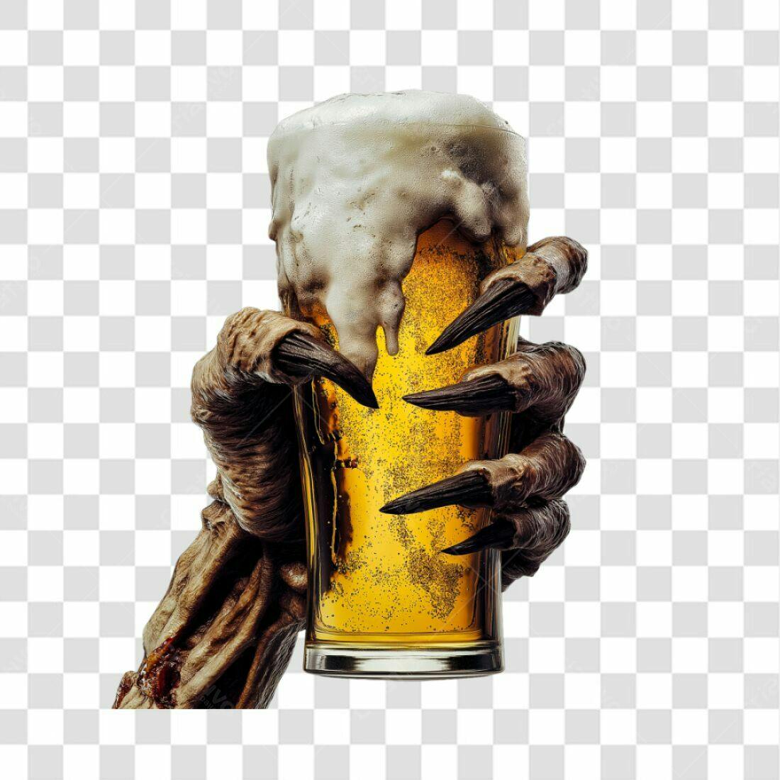 Imagem PNG com fundo transparente Garra segurando Cerveja Halloween