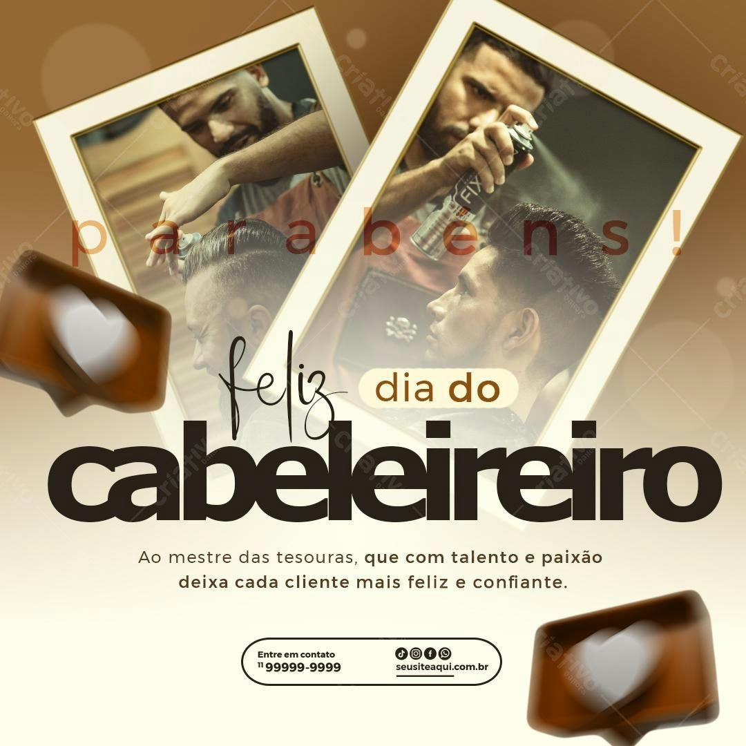 Flyer Dia do Cabeleireiro PSD Editável