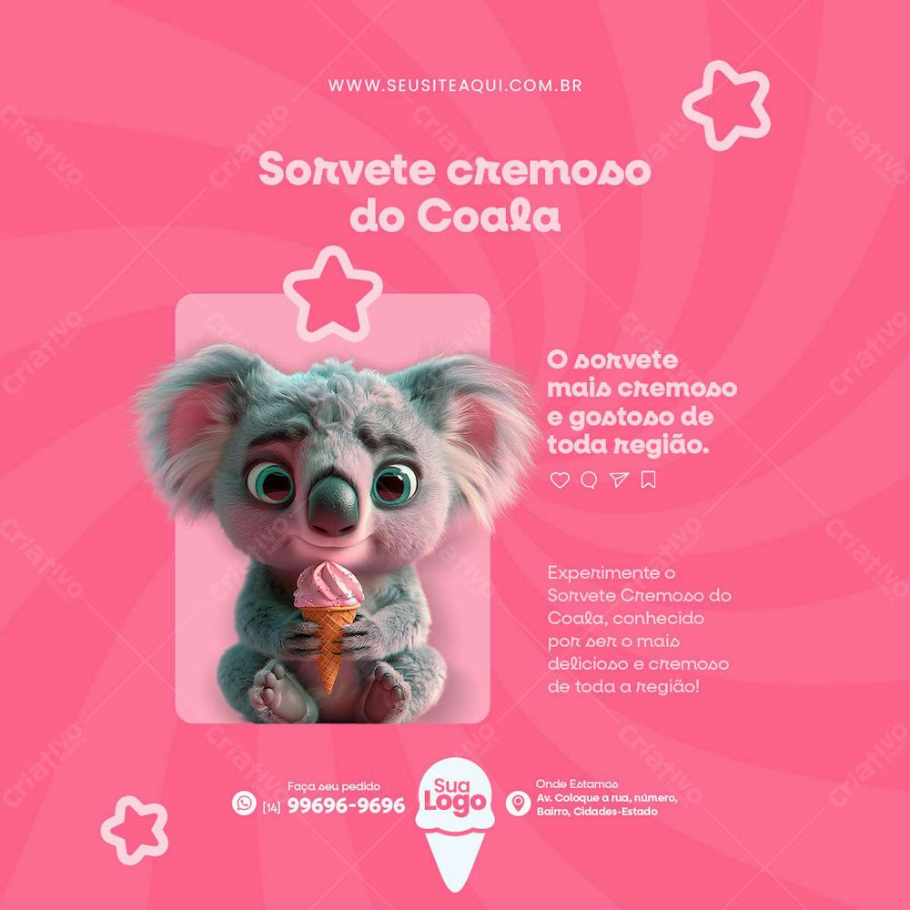 Feed Quadrado Sorveteria Social Media