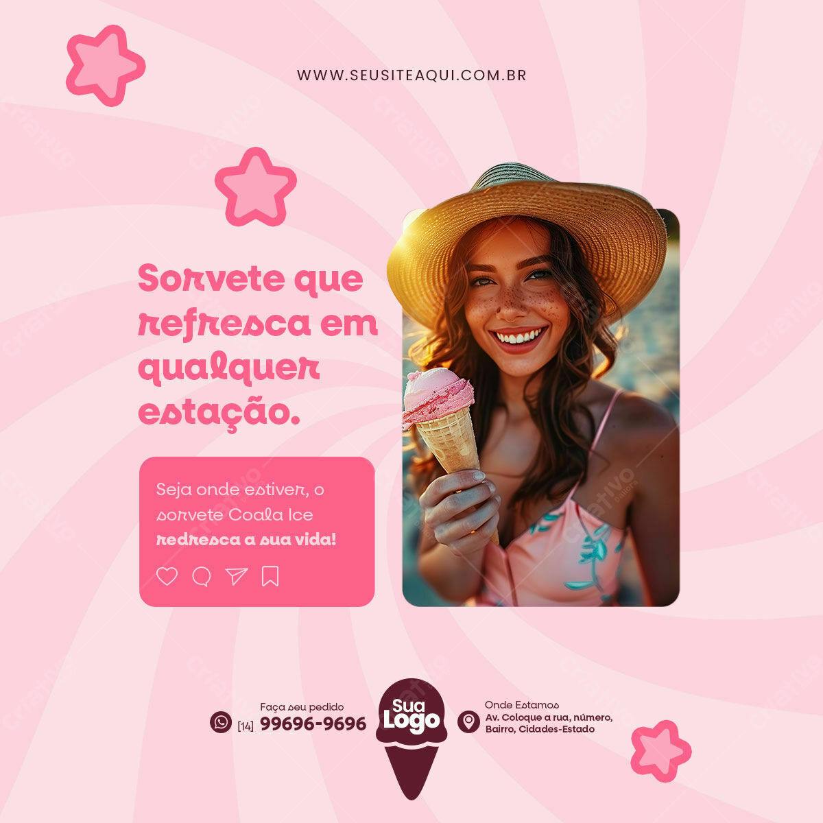 Post Sorvete Verão PSD Editável