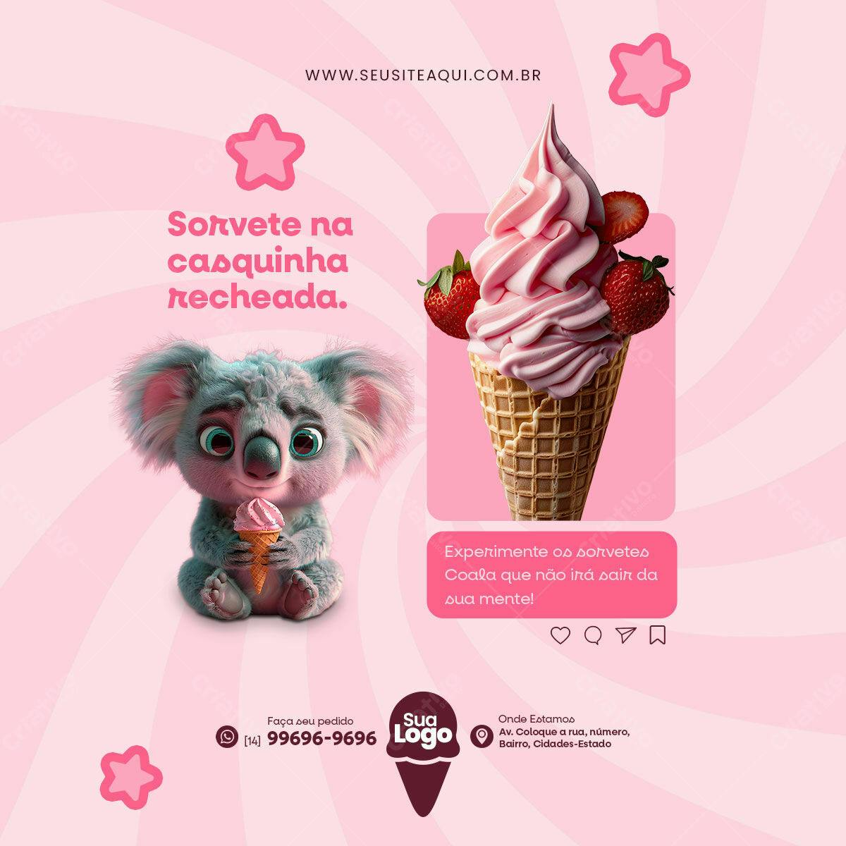 Post para Sorveteria PSD Editável