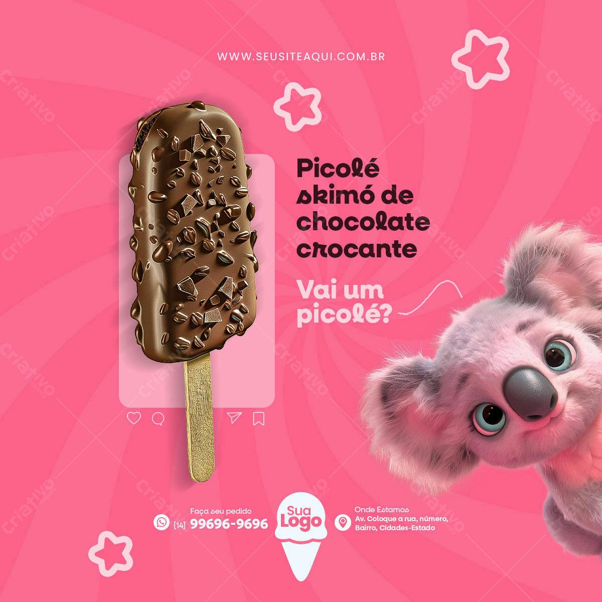 Post para Redes Sociais Picolé PSD Editável