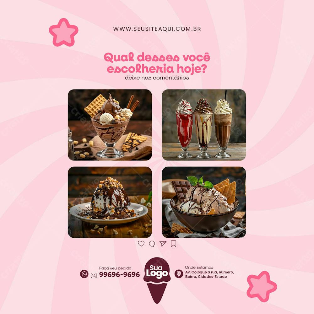 Feed Quadrado Sorveteria Social Media