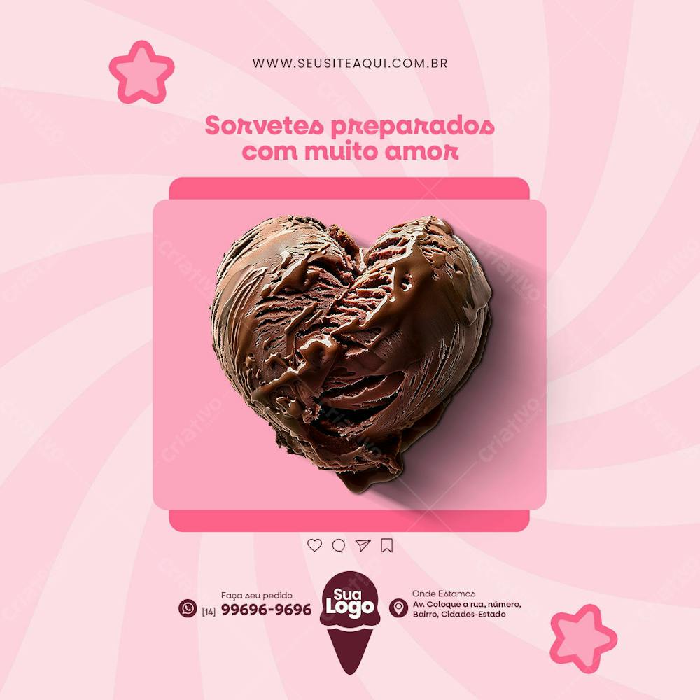 Feed Quadrado Sorveteria Social Media