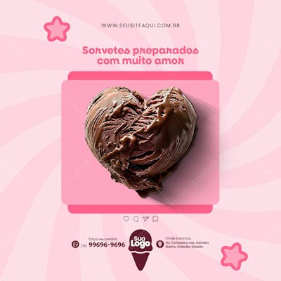 Feed Quadrado Sorveteria Social Media