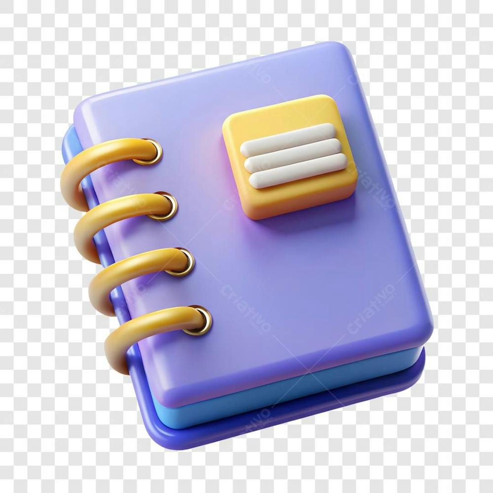 Caderno Roxo E Amarelo Elemento 3D Para Composição PNG IA