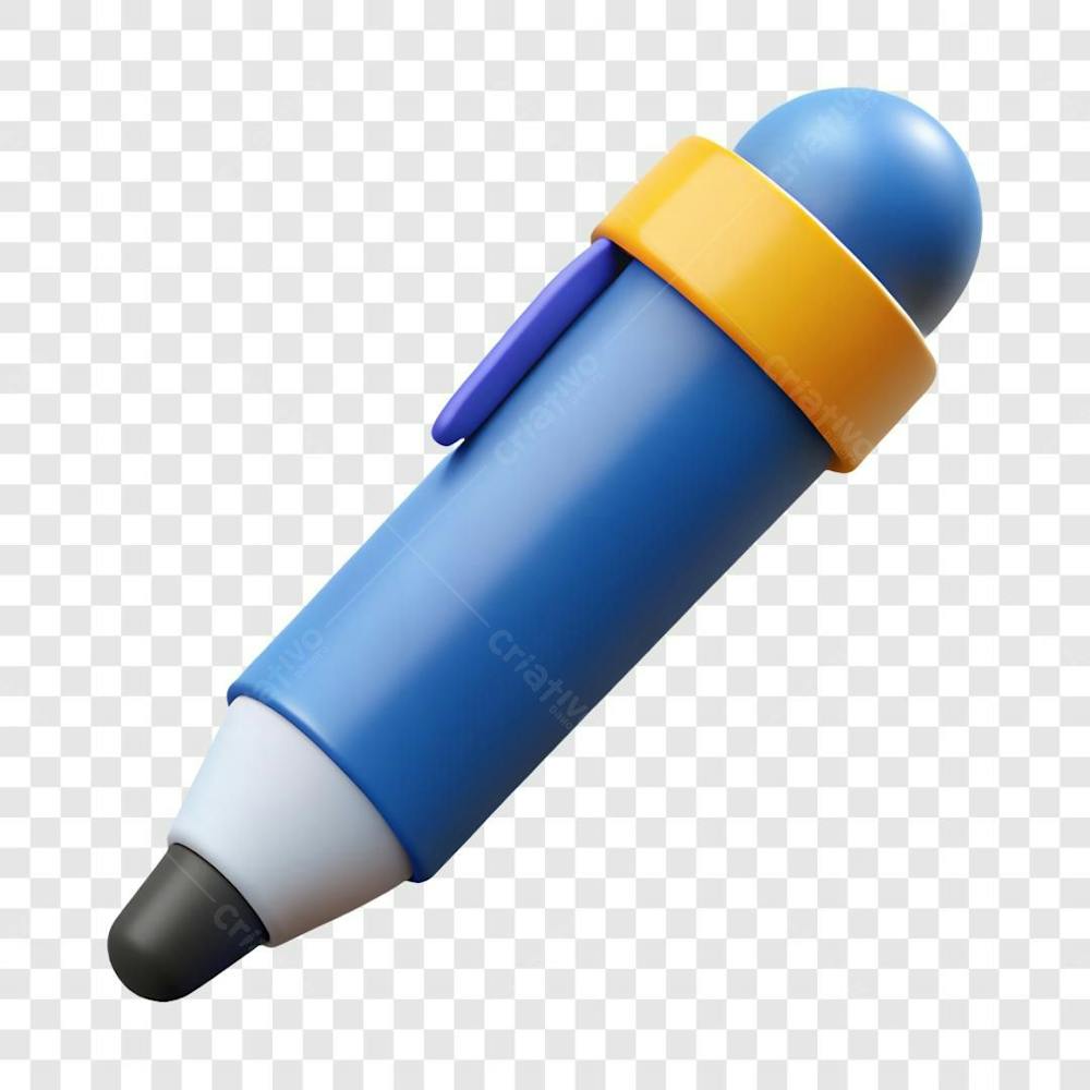 Marcador Azul E Amarelo Elemento 3D Para Composição PNG IA