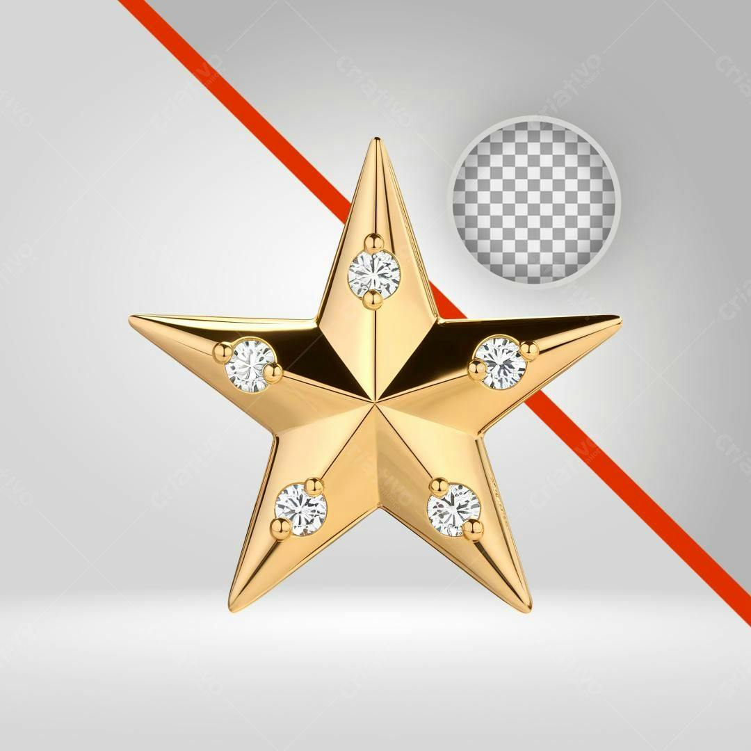 Icone Estrela Ouro e Diamantes PNG com fundo transparente