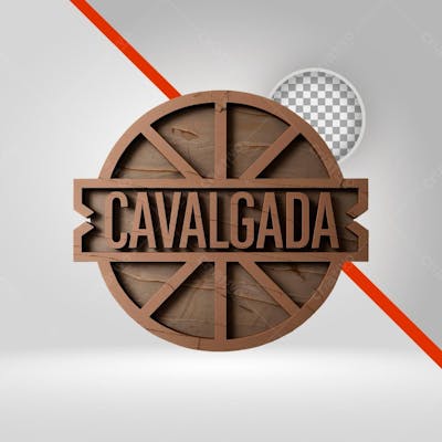 Selo 3D Cavalgada, Texto 3D De Madeira, Círculo, Escudo