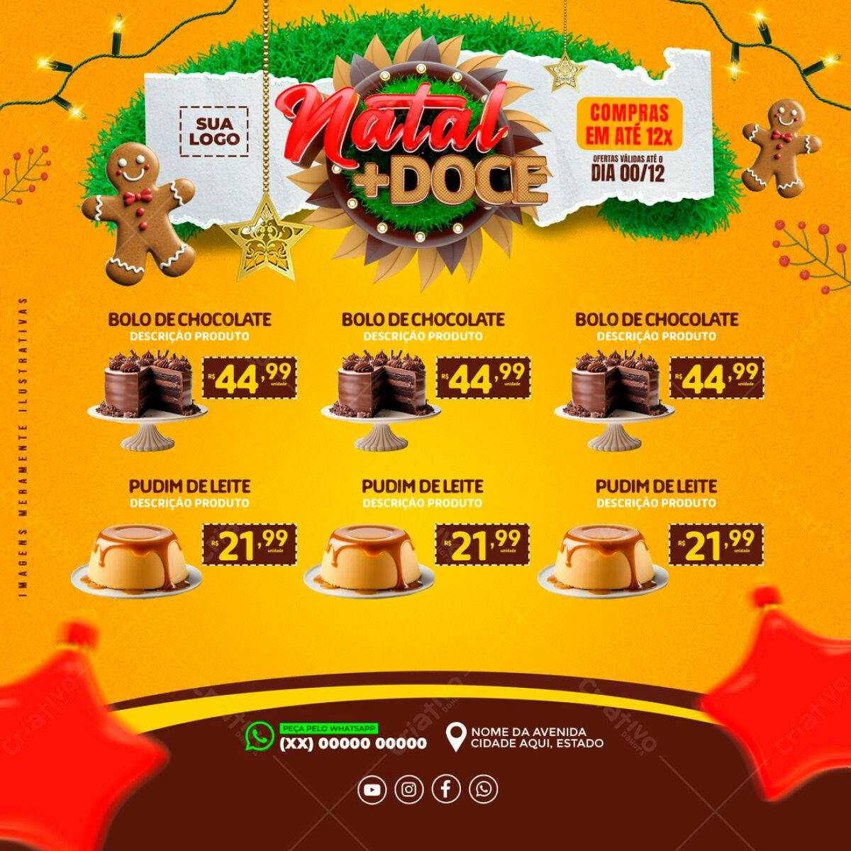 Flyer Natal + Doce PSD Editável