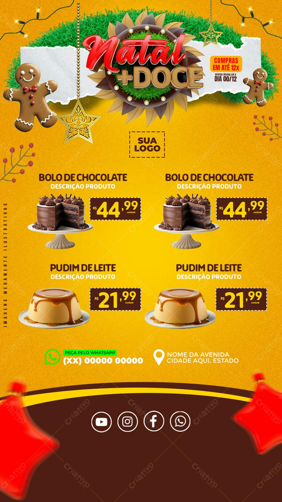 Flyer Natal + Doce PSD Editável