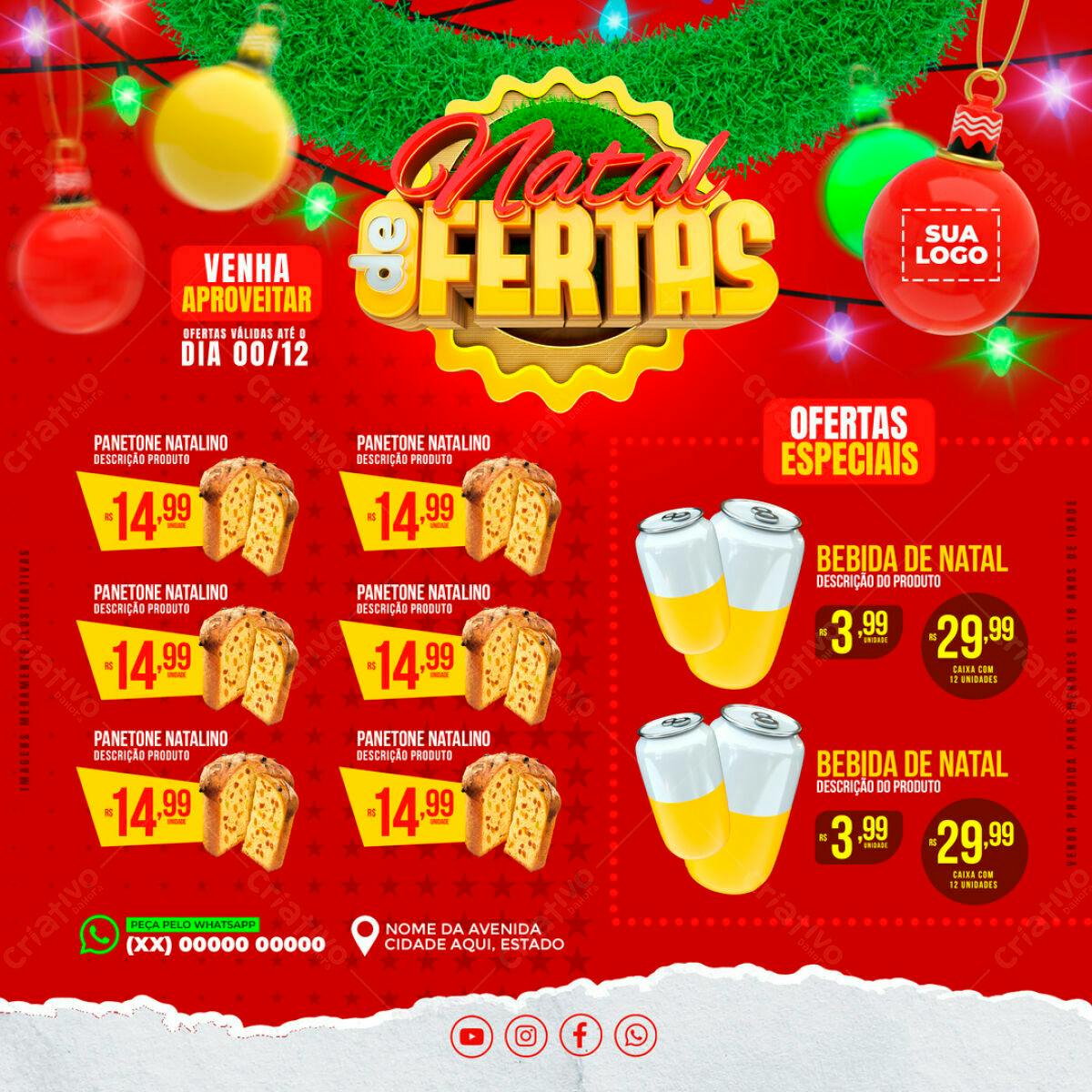 Flyer Natal de Ofertas PSD Editável