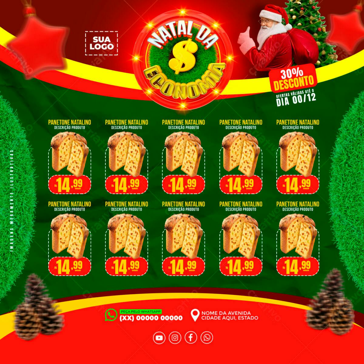 Flyer Natal da Economia Panetone PSD Editável