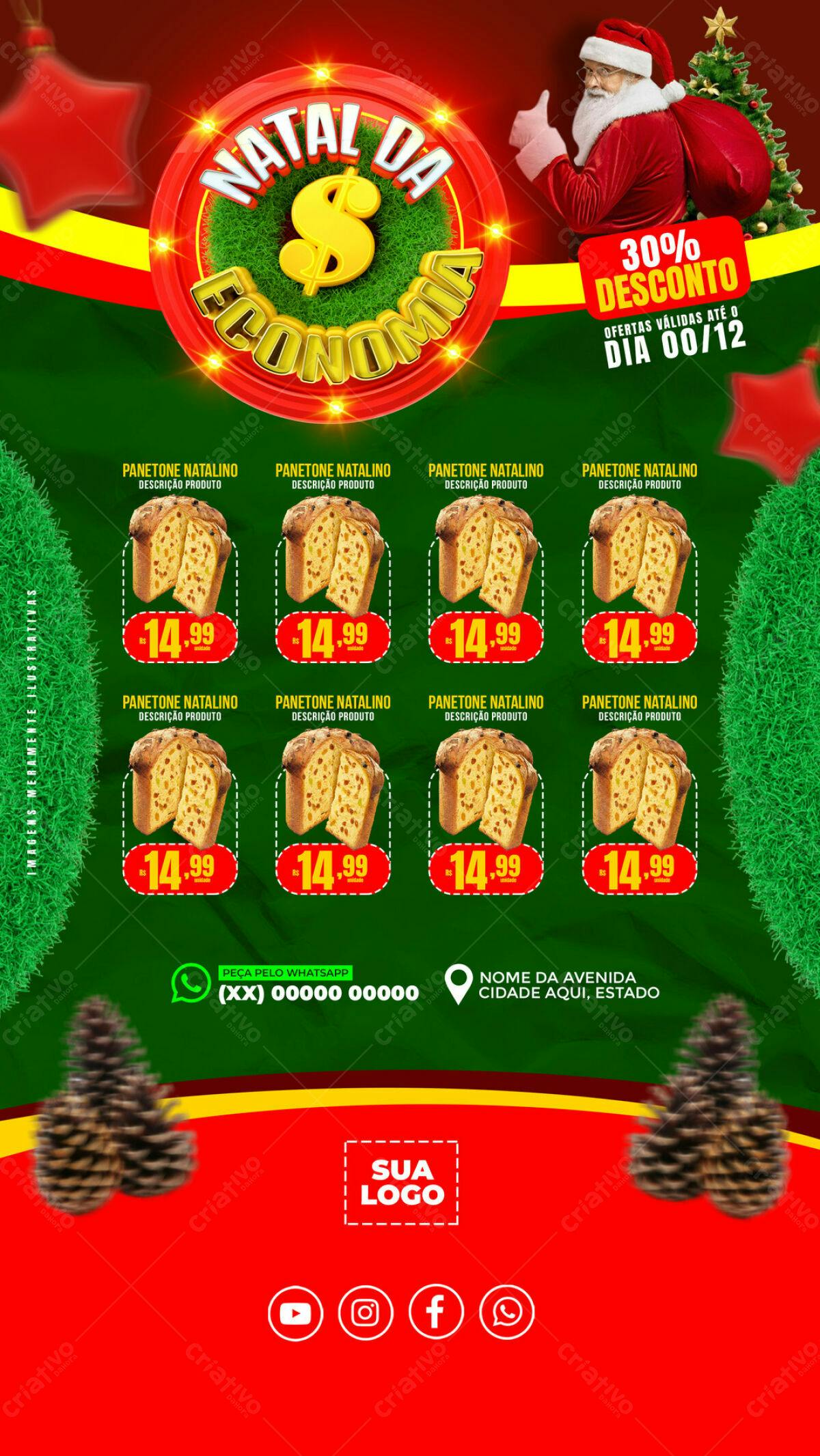 Flyer Natal Promoção Panetone PSD Editável
