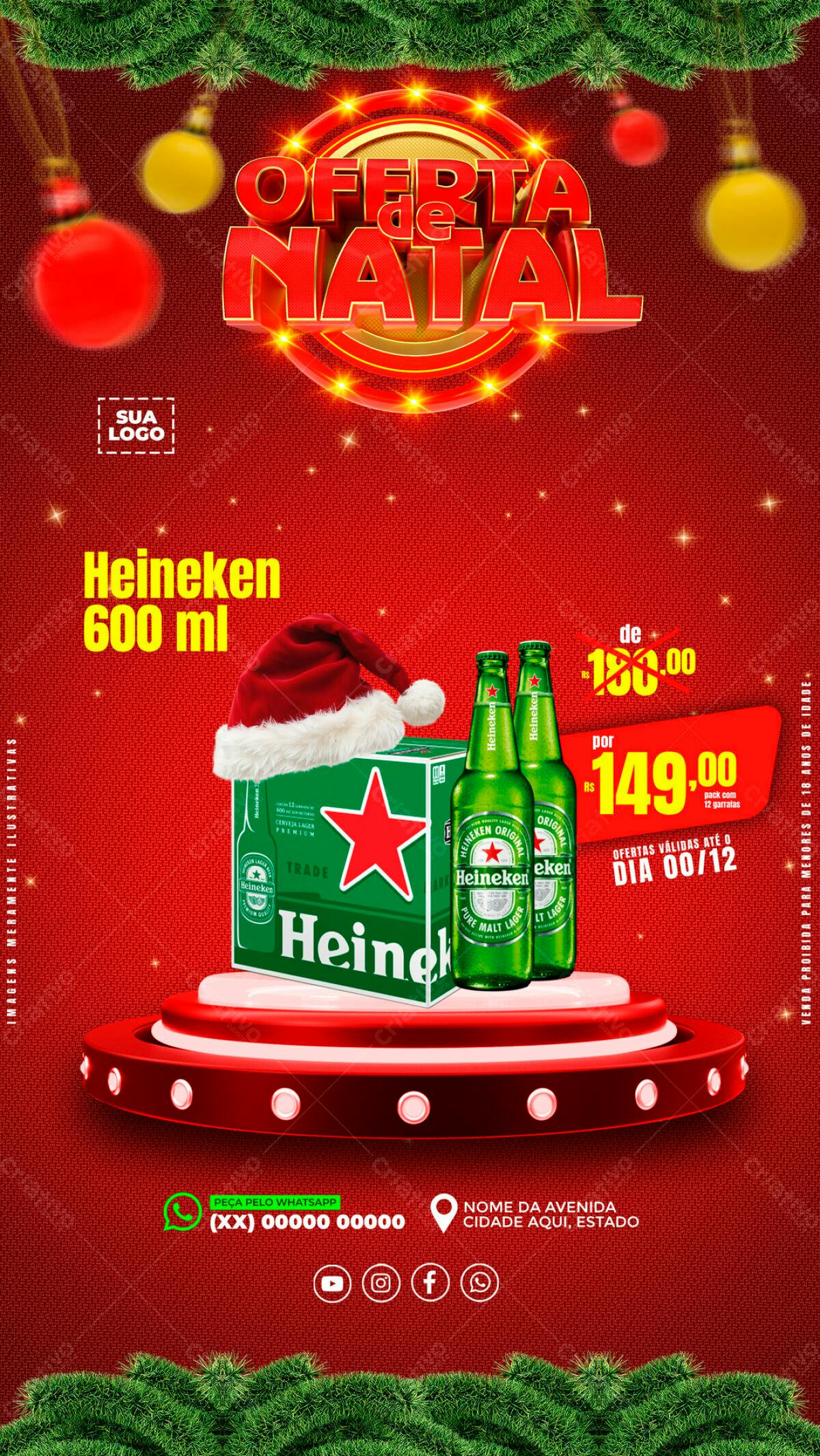 Flyer Oferta de Natal Heineken PSD Editável